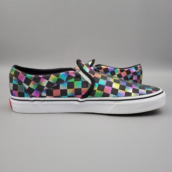 Vans Checkerboard Slip On Womens Shoes Size 11 Black Iridescent - Picture 3 of 10